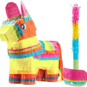 Cinco De Mayo Donkey Pinata for Kids Birthday Party, (13 x 20 x 5 in.) for Fun Fiesta Taco Party Supplies, Luau Event Photo Props, Mexican Theme Decoration, Carnivals Festivals, Taco Tuesday Event