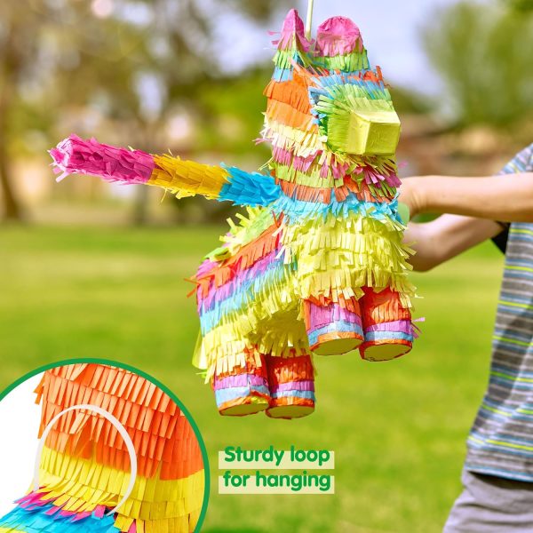Cinco De Mayo Donkey Pinata for Kids Birthday Party, (13 x 20 x 5 in.) for Fun Fiesta Taco Party Supplies, Luau Event Photo Props, Mexican Theme Decoration, Carnivals Festivals, Taco Tuesday Event - Image 7