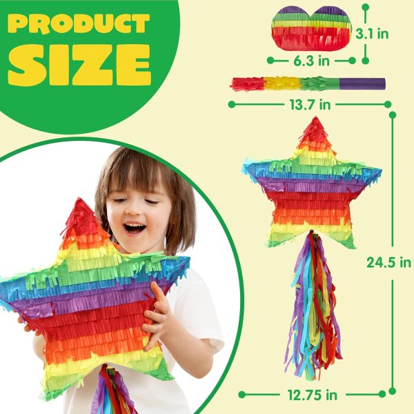Cinco De Mayo Donkey Pinata for Kids Birthday Party, (13 x 20 x 5 in.) for Fun Fiesta Taco Party Supplies, Luau Event Photo Props, Mexican Theme Decoration, Carnivals Festivals, Taco Tuesday Event - Image 25