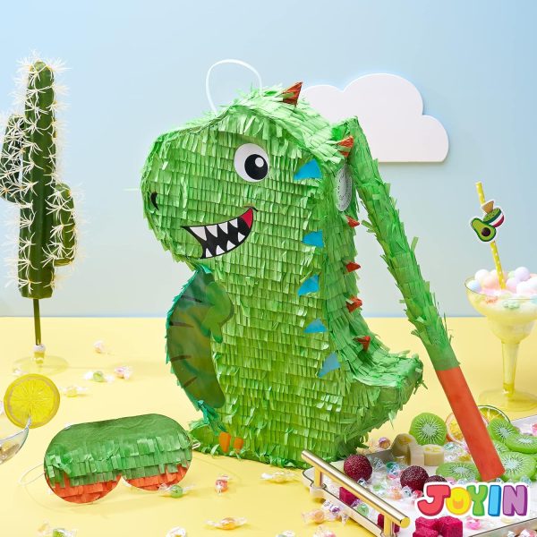 Dinosaur Pinata with Plastic Bat and Paper Blindfold（15.5H X 10.5W X 3D), Cinco De Mayo Party, Dinosaur Animal Theme Parties Decorations, Indoor or Outdoor fiesta - Image 3