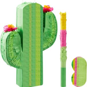 Cinco De Mayo Cactus Pinata for Kids Birthday Party, (16.75x11.25x3 in.) for Fun Fiesta Taco Party Supplies, Luau Event Photo Props, Mexican Theme Decoration, Carnivals Festivals, Taco Tuesday Event