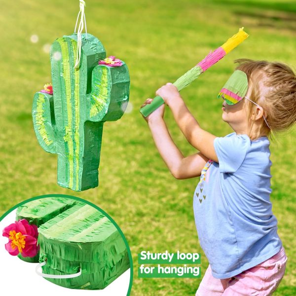 Cinco De Mayo Cactus Pinata for Kids Birthday Party, (16.75x11.25x3 in.) for Fun Fiesta Taco Party Supplies, Luau Event Photo Props, Mexican Theme Decoration, Carnivals Festivals, Taco Tuesday Event - Image 6
