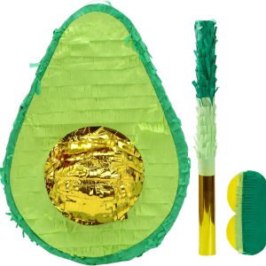 Cinco De Mayo Avocado Pinata for Kids Birthday Party,(15 x 10.75 in.) for Fun Fiesta Taco Party Supplies, Mexican Theme Decoration, Carnivals Festivals, Taco Tuesday Event