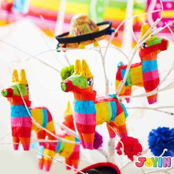 Cinco De Mayo 8 pcs Mini Donkey Pinatas 5.7"x7.5" Rainbow Color for Fun Fiesta Taco Party Supplies, Luau Event Photo Props, Mexican Theme Decoration, Carnivals Festivals, Taco Tuesday Event - Image 6