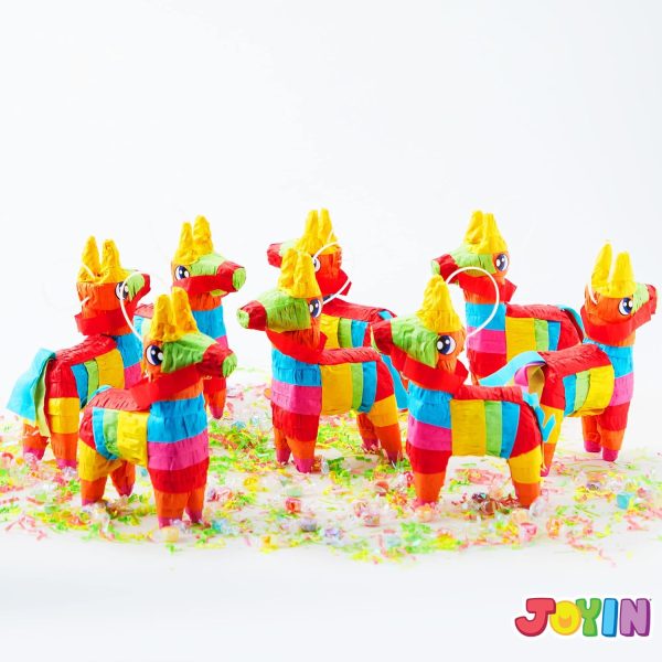 Cinco De Mayo 8 pcs Mini Donkey Pinatas 5.7"x7.5" Rainbow Color for Fun Fiesta Taco Party Supplies, Luau Event Photo Props, Mexican Theme Decoration, Carnivals Festivals, Taco Tuesday Event - Image 7